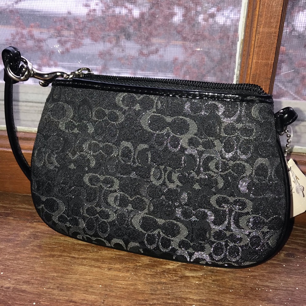 NWT Black and Silver Coach Wristlet